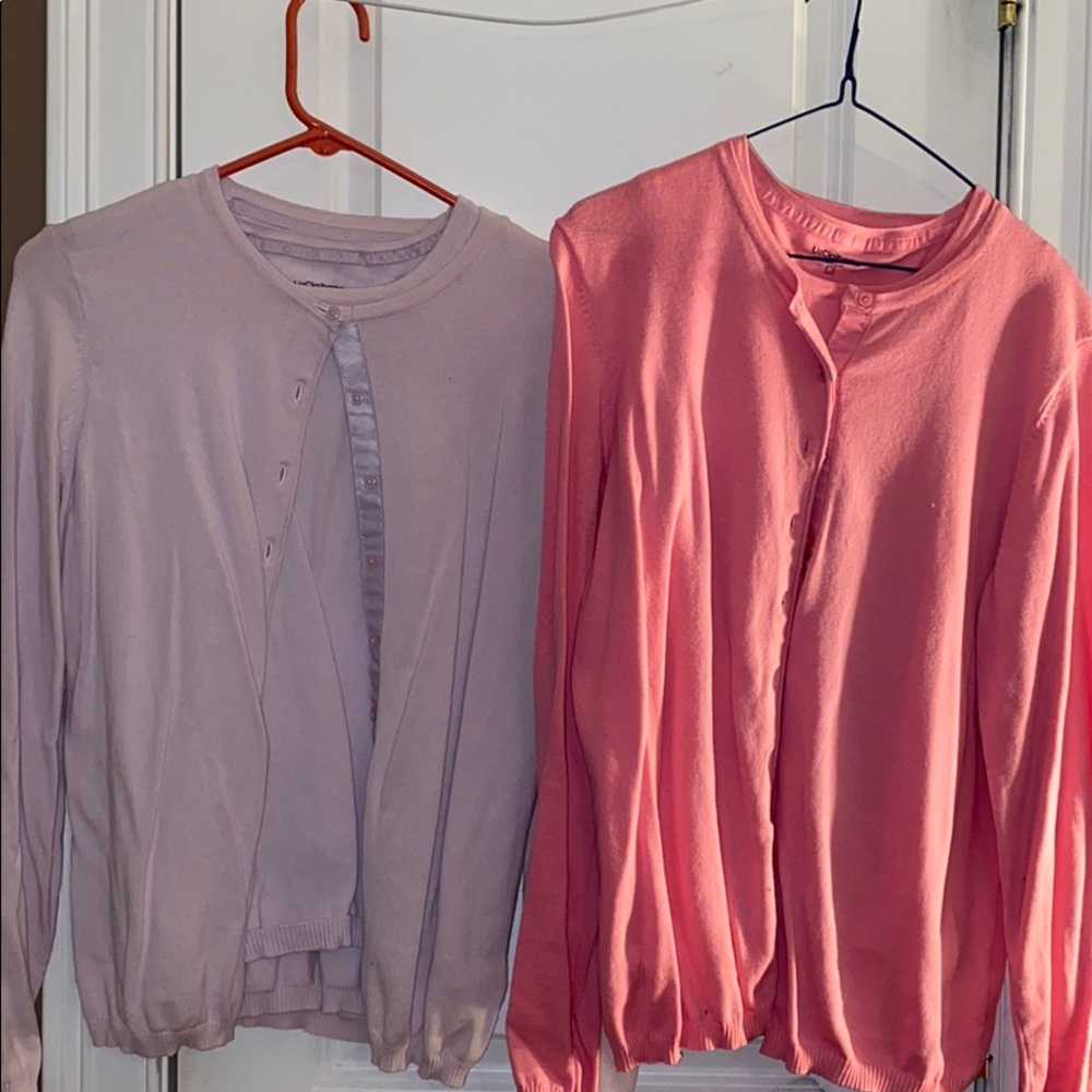Two Liz Claiborne cardigan sweater sets
